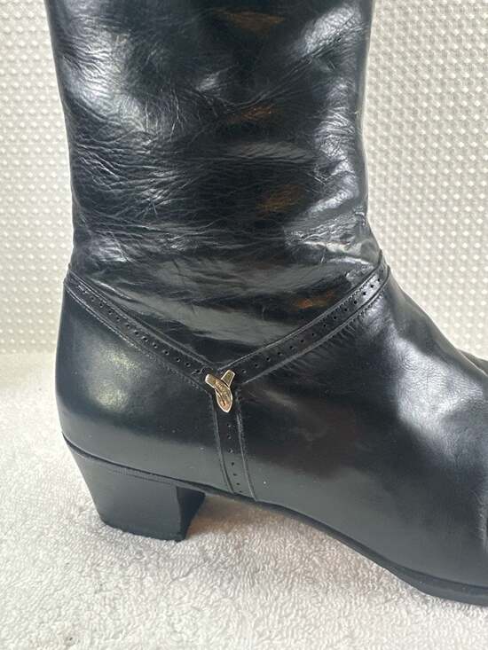 Salvatore Ferragamo Black Leather Knee High  Boots - Picture 6 of 10